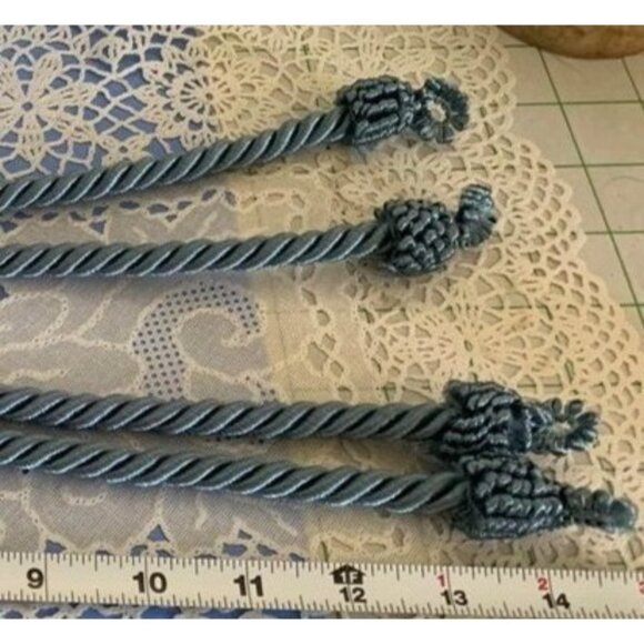 Cord & Tassel Blue Curtain Cord and Tassel Tiebacks Set of 2 - Picture 6 of 10